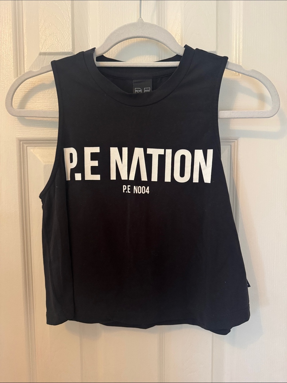 P.E Nation Black Graphic Muscle Tank with White Logo